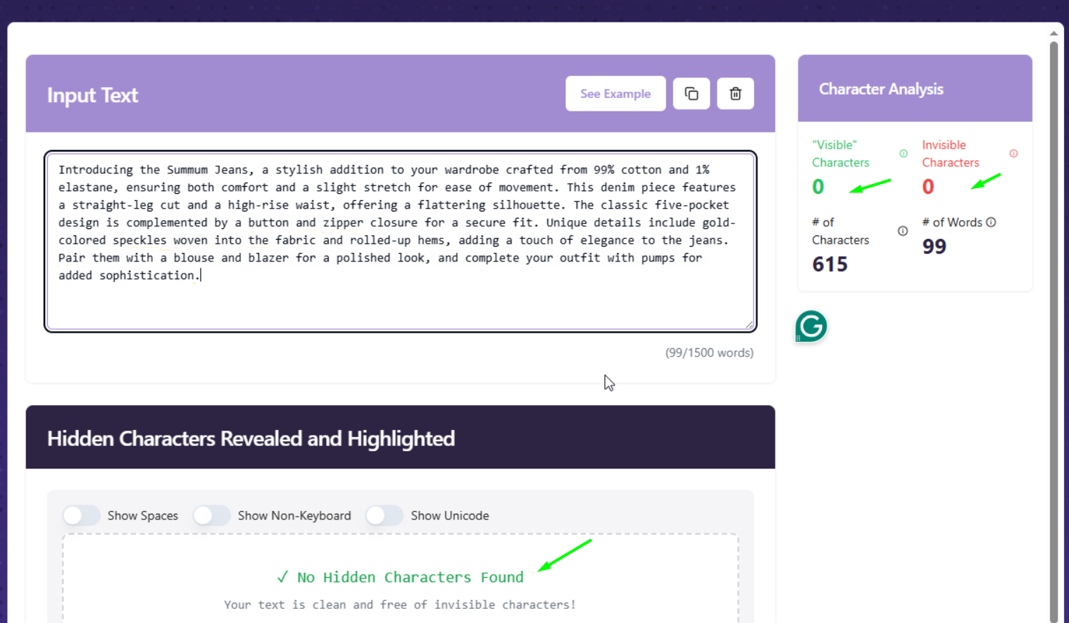 Clean AI output filtering applied automatically to all content generated in Fozzels