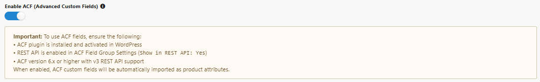ACF attributes visible in the Fozzels product catalog attribute list