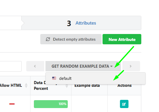 Full website and store name in the example data block within Fozzels Catalog attribute details